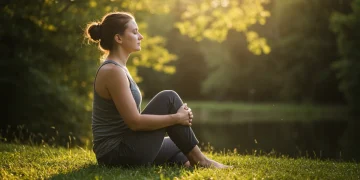 Person practicing advanced breathing for anxiety relief in nature