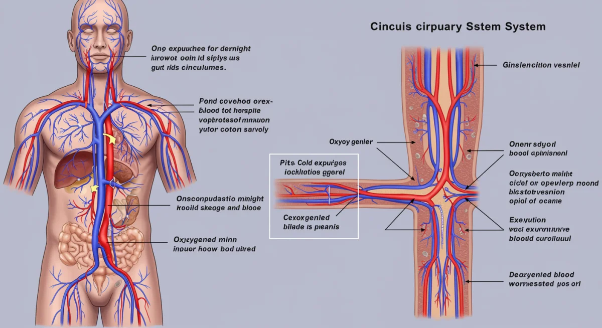 Diagram of human circulatory system with cold therapy effects