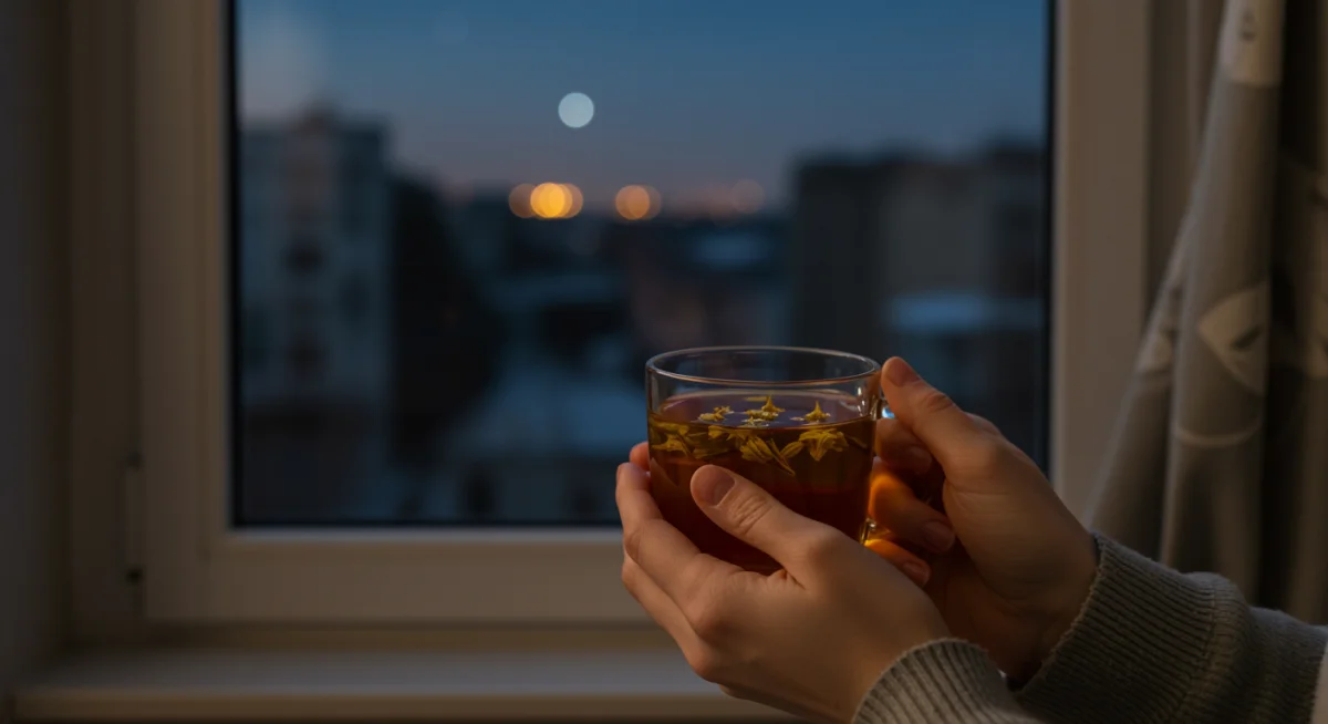 Herbal tea and relaxation before bedtime