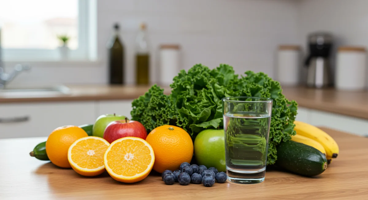 Colorful fresh fruits and vegetables for immune-boosting diet.