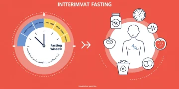 Modern infographic illustrating intermittent fasting benefits and schedule
