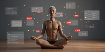 Navigating Digital Overload: 8 Mindful Strategies for a Focused 2025 Person meditating amidst digital distractions, finding peace
