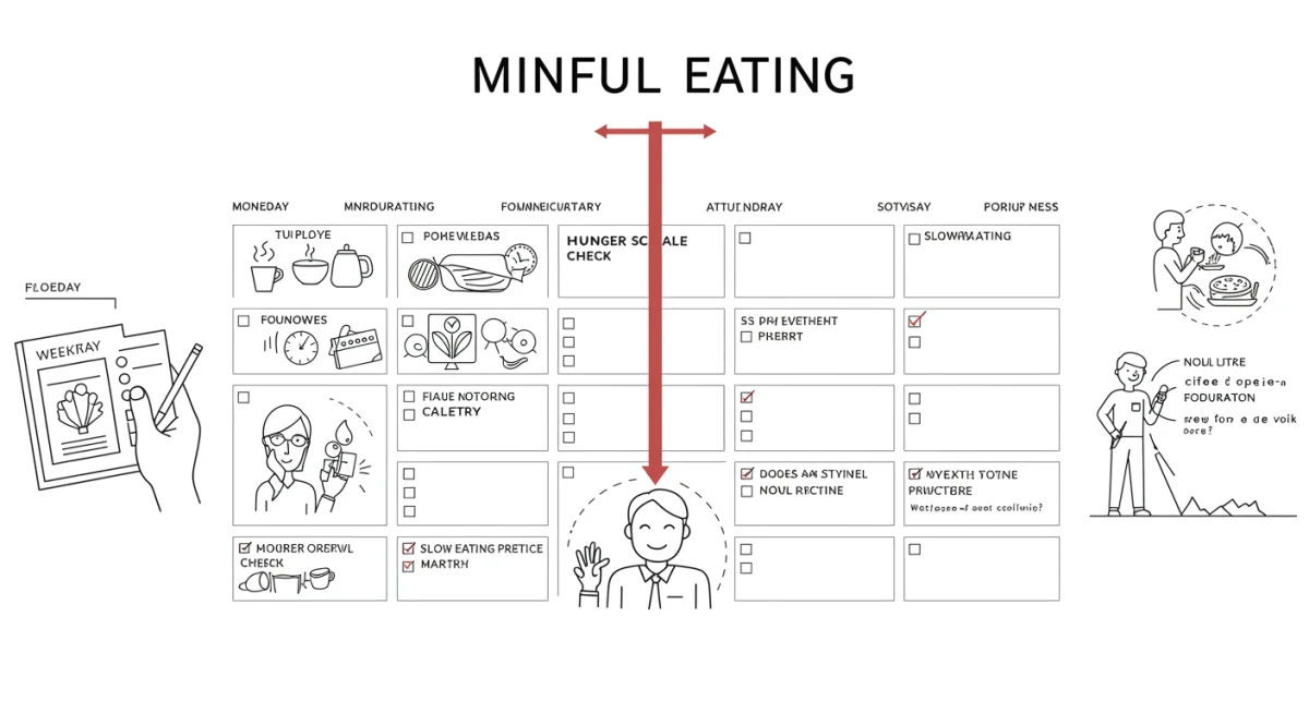 Mindful eating weekly planner with progress tracking