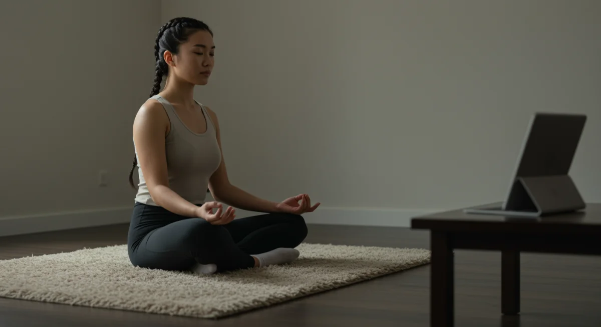 Person meditating to achieve mental clarity during a digital detox