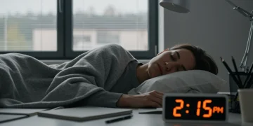 Person taking a refreshing power nap in a modern office setting.