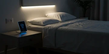 Serene bedroom with smart sleep tech for optimal rest
