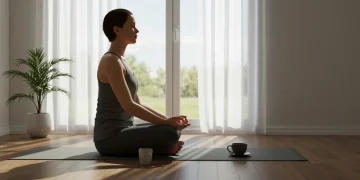 Serene person meditating, integrating mindfulness into daily routine