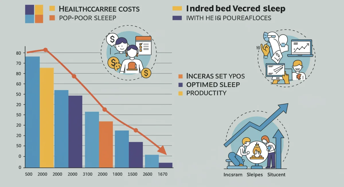 Infographic displaying reduced healthcare costs and increased productivity through better sleep habits.