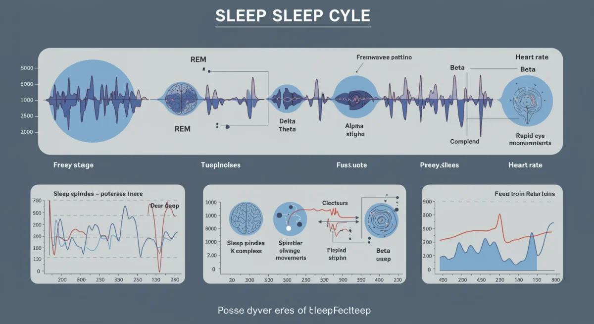 Infographic illustrating various sleep stages and their physiological markers.