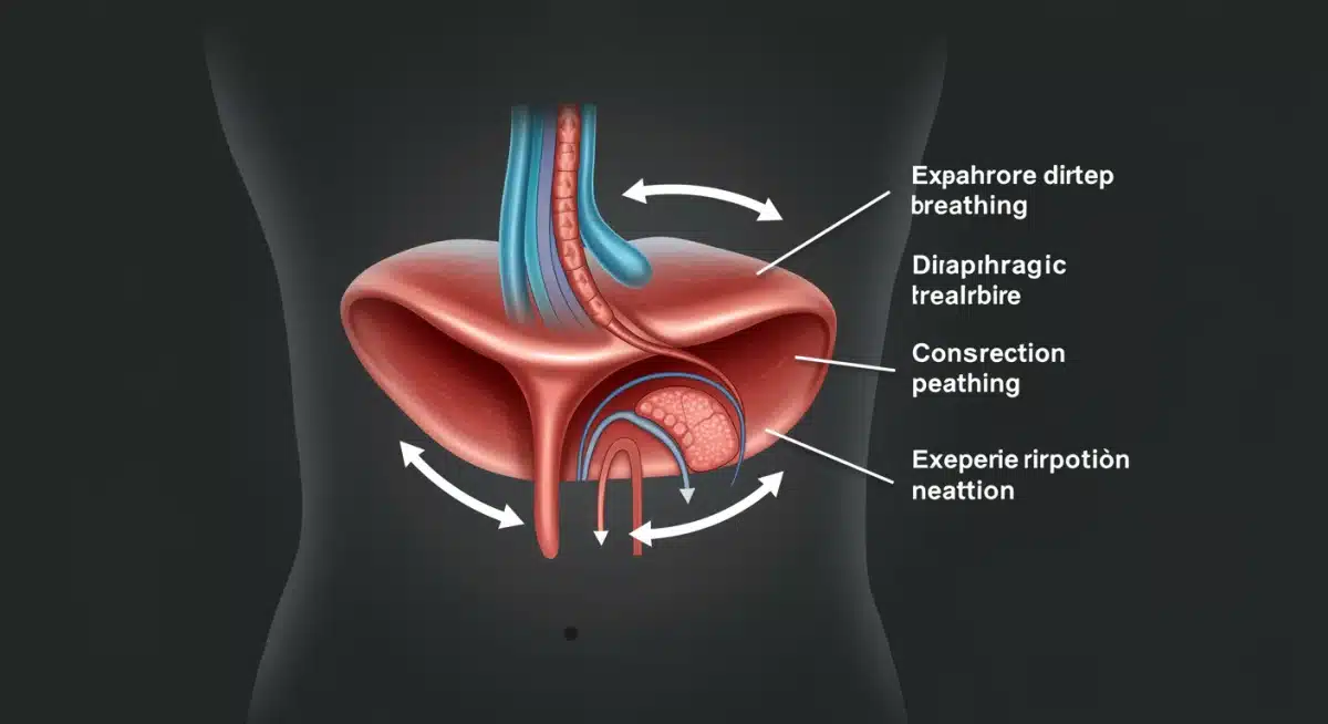 Diagram illustrating diaphragmatic breathing mechanics for better lung capacity