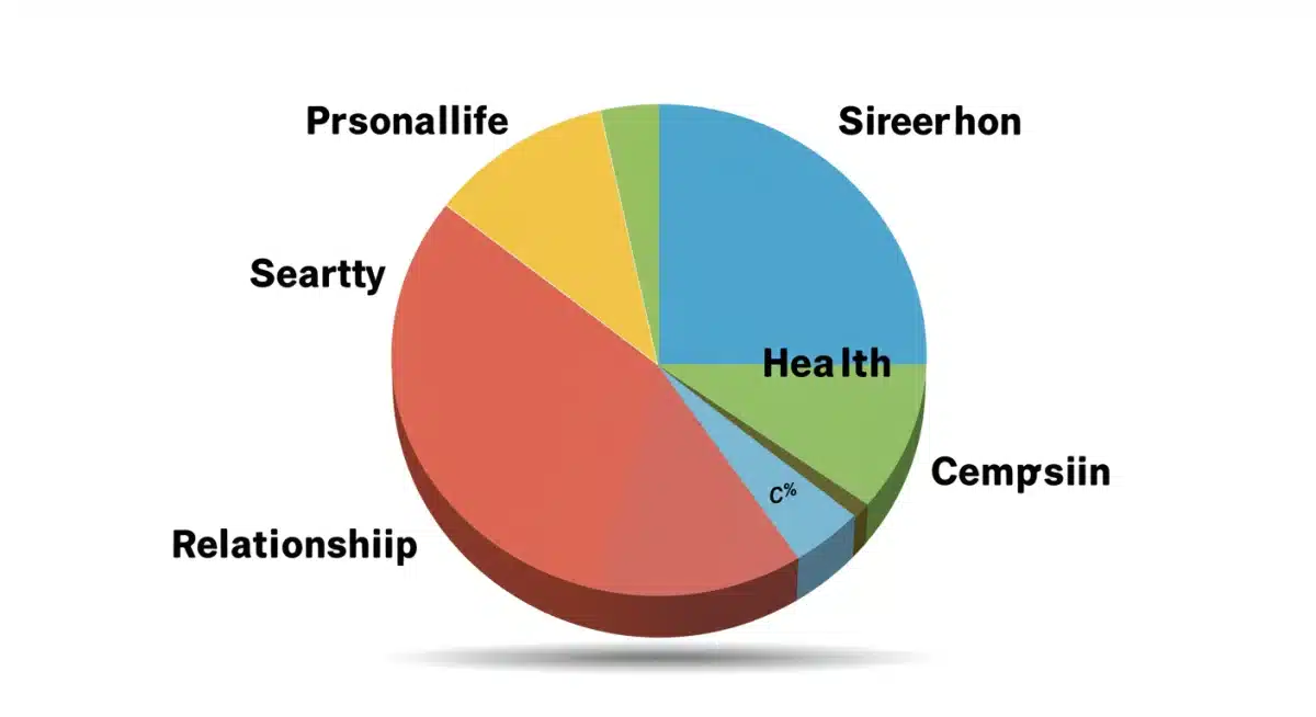Infographic showing a pie chart with uneven segments representing imbalanced life areas.