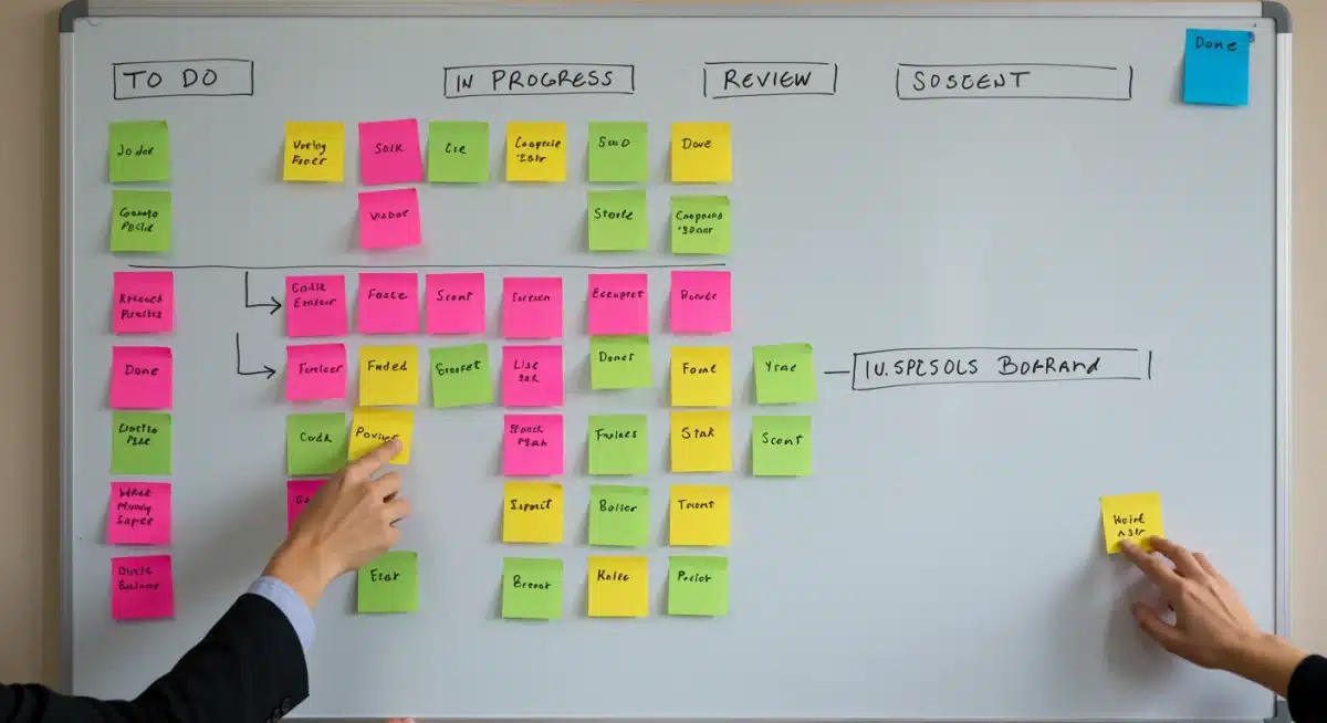 Kanban board for agile project workflow