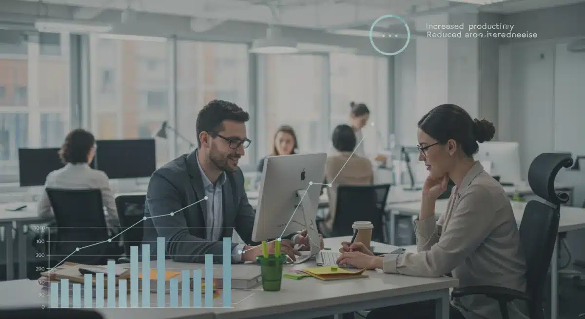 Refreshed employees in an office, indicating improved productivity and fewer sick days.