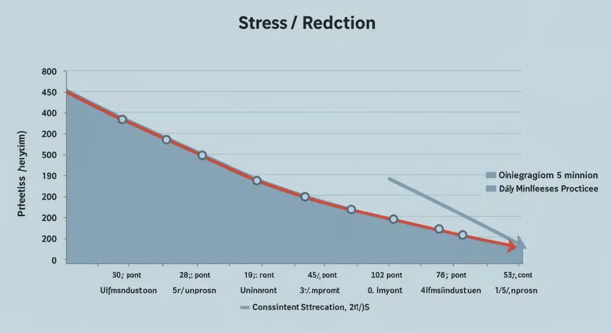 Chart illustrating a 25% reduction in stress levels through daily mindfulness.